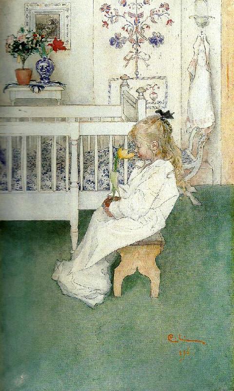 Carl Larsson i nattskjortan oil painting image